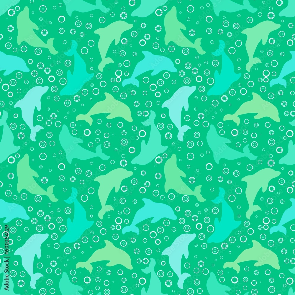 Summer animals seamless dolphins pattern for wrapping paper and kids clothes print and fabrics and linens