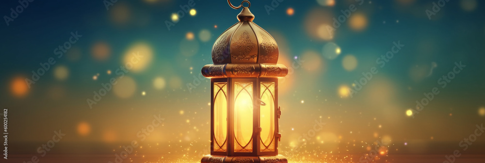 Ramadan Kareem greeting card. Islamic lantern. AI generative Ramadan Kareem greeting card. Islamic lantern. AI generative