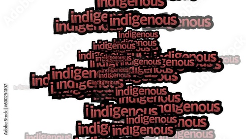 animated video scattered with the words INDEGENOUS on a white background photo