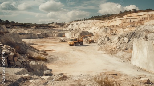 Barren quarry with machinery AI generated