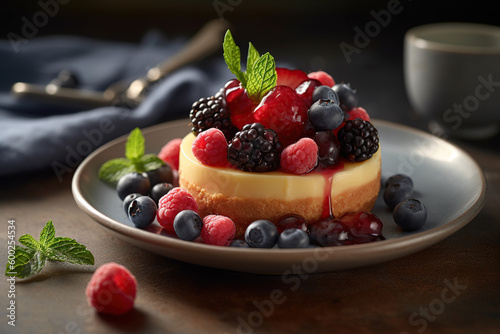 Sweet and Tangy Cheesecake Delight: A Captivating Food Photography Masterpiece
