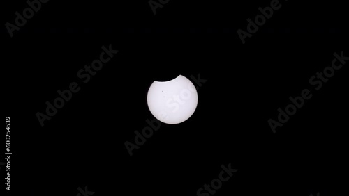 nightscape, night full of stars, closeup view at the hybrid solar eclipse, Exmouth, Australia, 20.04.2023, timelapse video using real photos