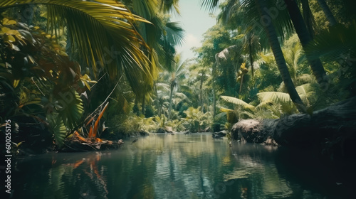 Tropical Jungle River Generative Ai Landscape