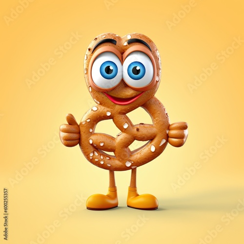 Cute Cartoon Pretzel Charac...