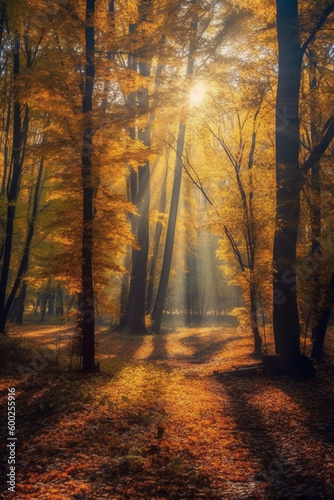 The most beautiful yellow autumn forest in the world. AI generative © SANGHYUN