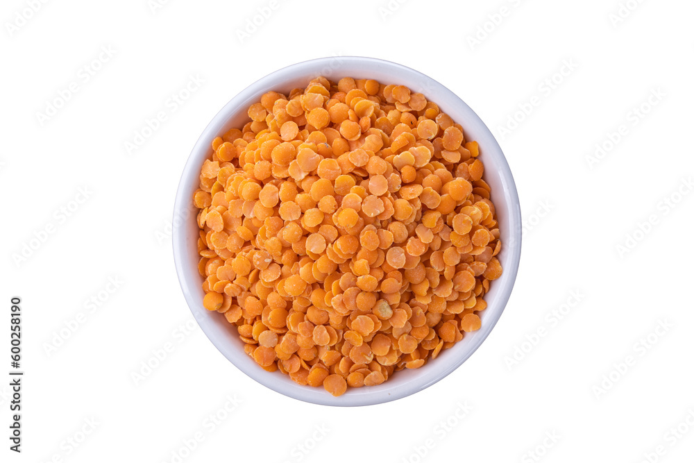 Red lentils pile isolated. Red lentils pile isolated.