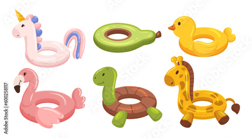 Inflatable Swimming Rings Available In Various Sizes And Colors. Perfect For Recreational Activities In Water