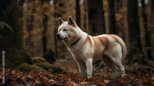 Akita Guarding the Forest