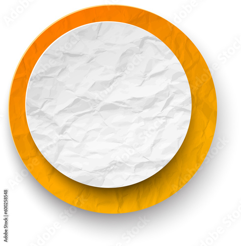 Wrinkled paper white-orange round note.