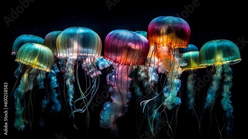 Spectrum of jellyfish under the water AI generated