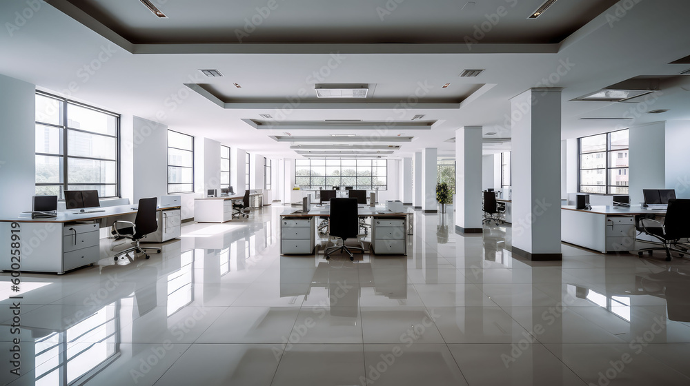 Empty vacant office space, generative ai Empty vacant office space, generative ai
