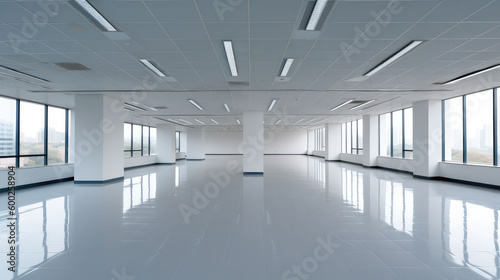 Empty vacant office space, generative ai photo