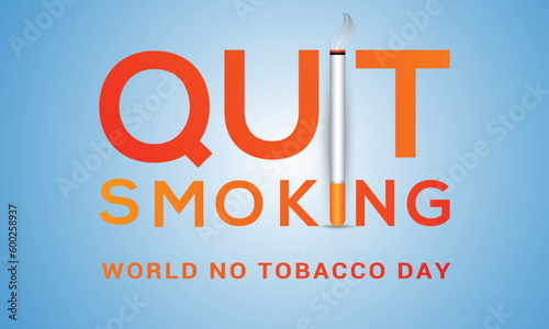 Quit smoking, world no tobacco day with cigarette awareness post banner design template