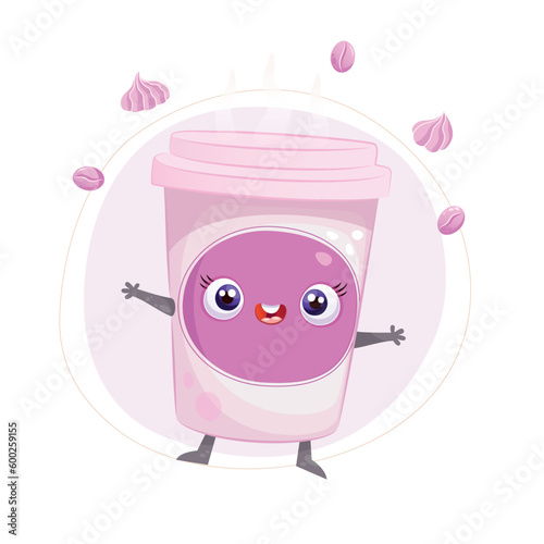 Pink cup of coffee