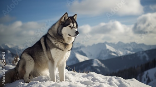 Majestic Alaskan Malamute in the Snow