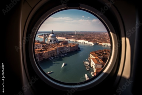 Venice in Italy view from the window of an airplane 