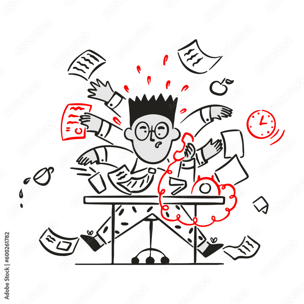 Businessman with huge workload Businessman with huge workload