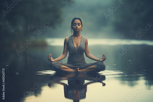 meditation in the lotus position in water