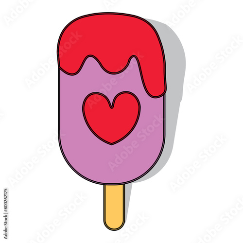 strawberry popcicle with heart in center - ice cream