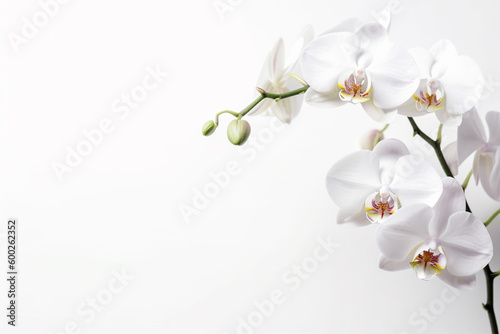 Top view photo of orchid on white background © Nevereski