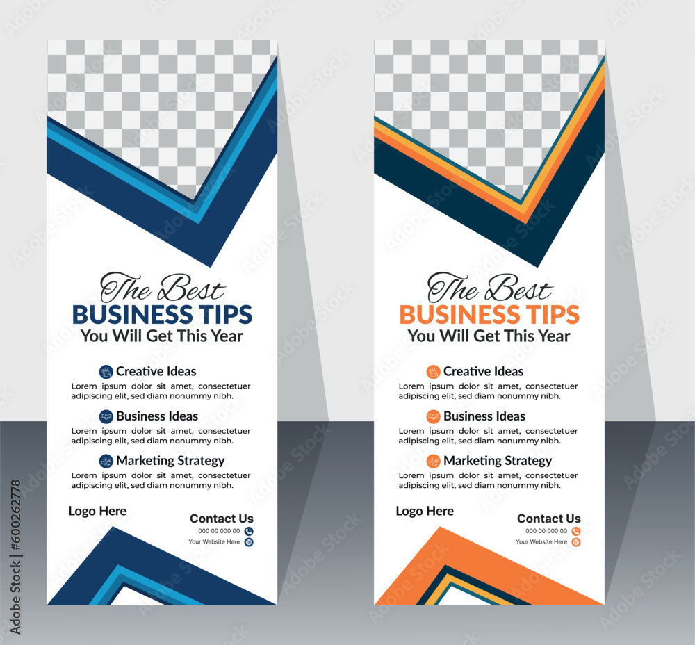 Creative business agency stands roll up banner design stands template layout for exhibition with Two colours. editable roll-up banner vector template