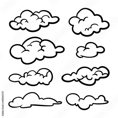 doodle set of clouds, vector illustration.