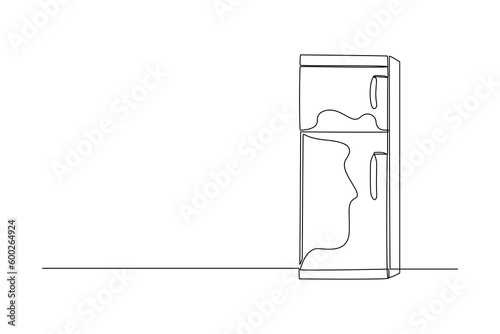 Continuous one line drawing refrigerator. Home appliances concept. Single line draw design vector graphic illustration.