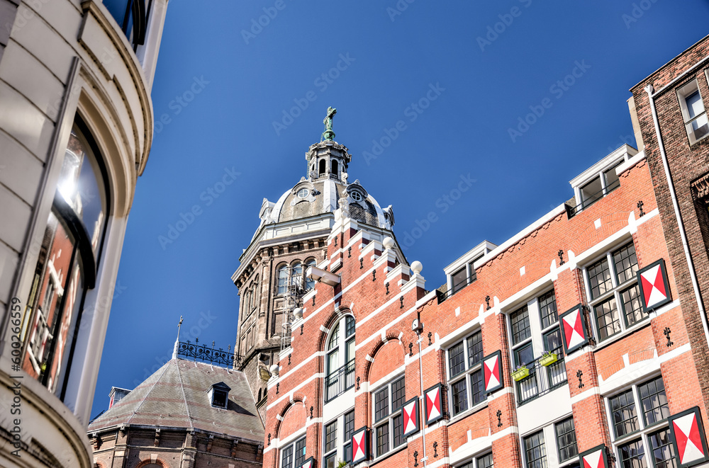 The unique urban architecture and scenery along the canals in Amsterdam
