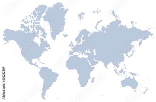 Blue and gray world map detailed on white background. Vector illustration for your graphic design.