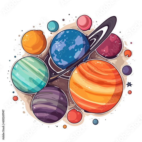 galaxy planet solar system vector