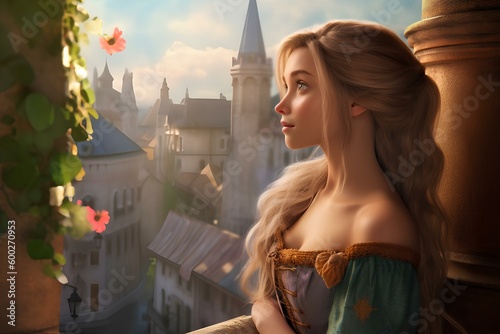 Real life photo of princess raiponce. generative AI