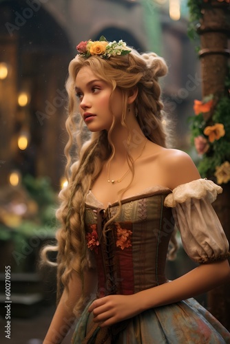 Real life photo of princess raiponce. generative AI