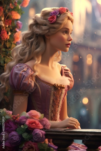 Real life photo of princess raiponce. generative AI