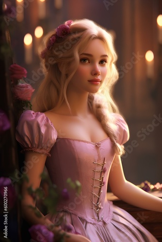 Real life photo of princess raiponce. generative AI