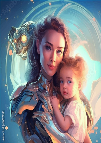 mother and child, Generative AI,