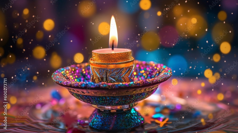 burning candle in a candlestick
