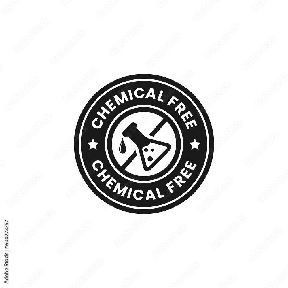 Chemical Free Label or Chemical Free Sign Vector Isolated in Flat Style