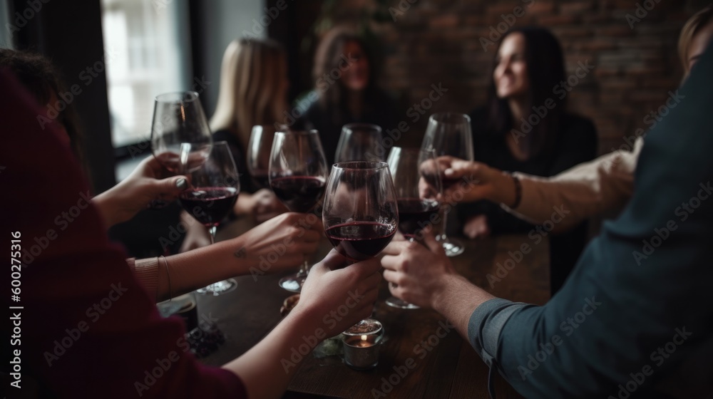 group of people enjoying a wine or beer tasting. generative ai group of people enjoying a wine or beer tasting. generative ai