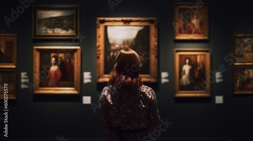 person admiring an art piece in a gallery generative ai photo