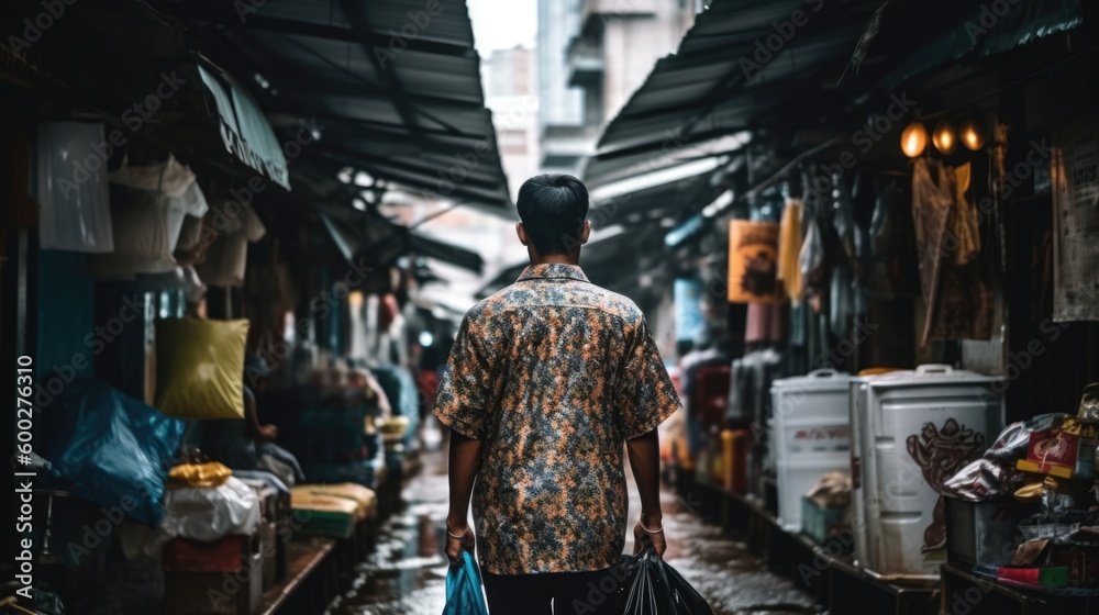 person strolling through a street market or bazaar generative ai person strolling through a street market or bazaar generative ai