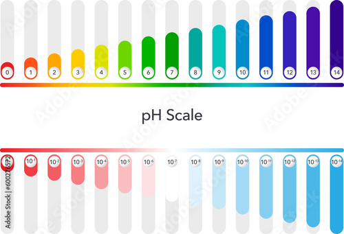 pH scale scientific science illustration infographic with transparent background