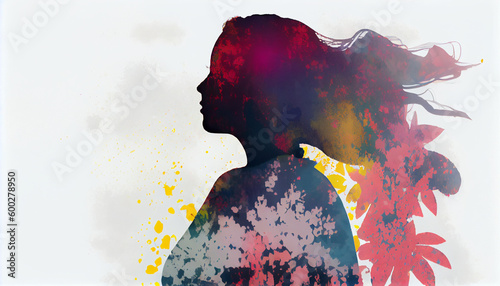 Holy prayer spiritual worship of a women. women in colorful painting smoke. mothers day concept. womens day concept. Ai generated image