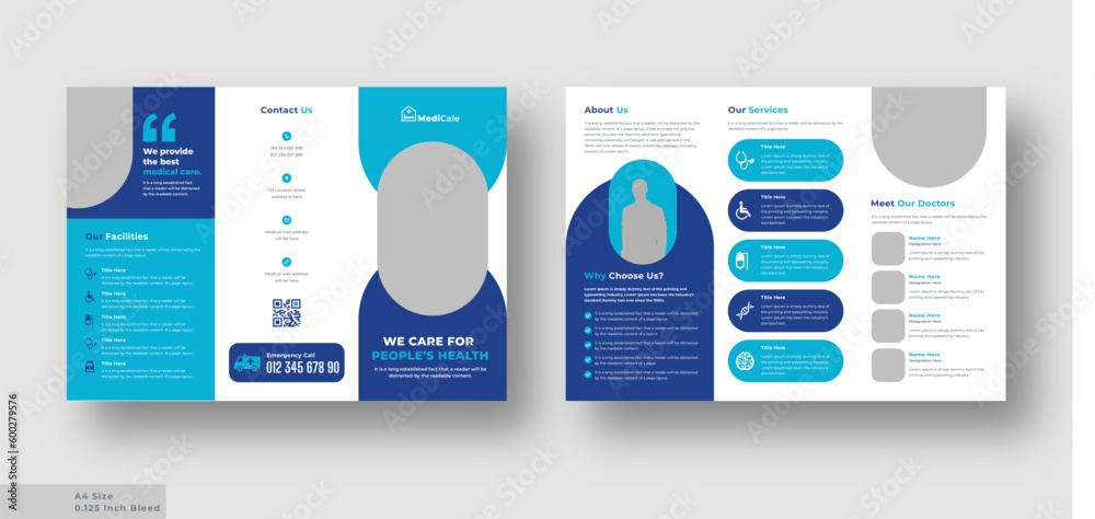 Medical health care trifold brochure, Company or business brochure template Medical health care trifold brochure, Company or business brochure template