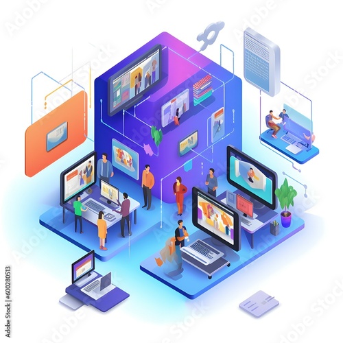 A digital system allows for the transfer of documents, with FTP (File Transfer Protocol) files receiver and computer backup copy. Isometric file sharing facilitates the exchange of information