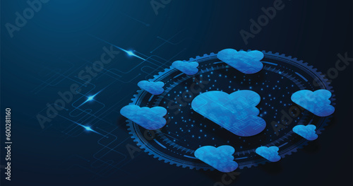 Multiple cloud symbol vector illustration, 2D cloud, 3D cloud, multi-cloud work connected data.