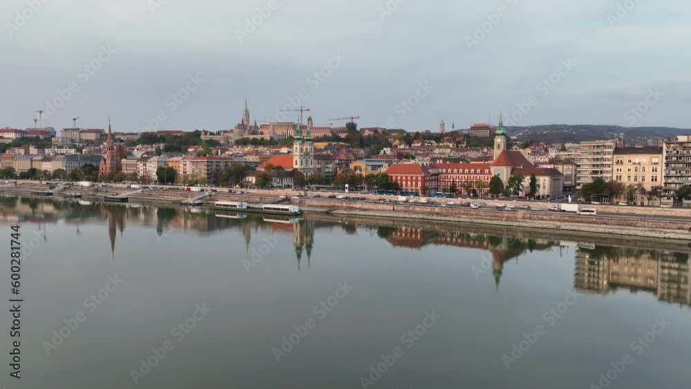 Aerial view of Budapest city skyline, Batthyany Square or Batthyany ter, a town square in Budapest. It is located on the Buda side of the Danube Aerial view of Budapest city skyline, Batthyany Square or Batthyany ter, a town square in Budapest. It is located on the Buda side of the Danube