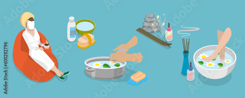 3D Isometric Flat Vector Conceptual Illustration of SPA, Beauty Salon, Relaxing Procedures