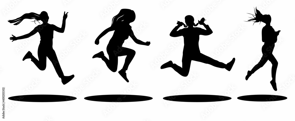 Silhouette of woman jumping