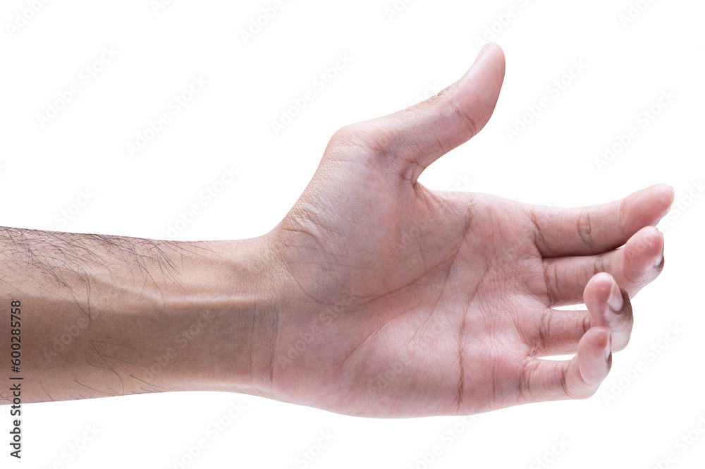 isolated of male hand holding something like a bottle or can. isolated of male hand holding something like a bottle or can.