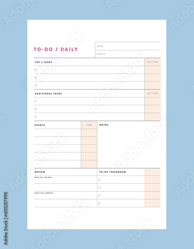  daily planner. Plan your day make dream happen.